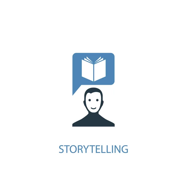 스토리 텔링 개념 2 컬러 아이콘. 간단한 파란색 요소 그림입니다. 스토리텔링 컨셉 심볼 디자인. 웹 및 모바일에 사용할 수 있습니다. — 스톡 벡터