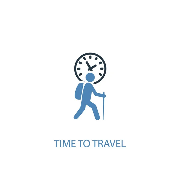Zaman kavram 2 renkli simgesi seyahat etmek. Basit mavi eleman illüstrasyon. zaman kavram sembolü tasarımı seyahat etmek. Web ve mobil cihazlar için kullanılabilir — Stok Vektör