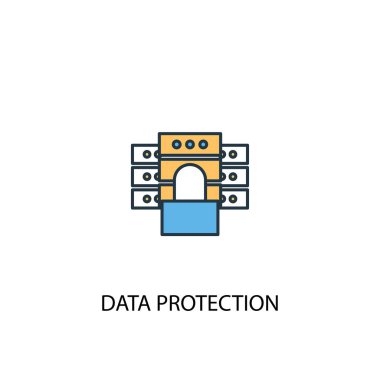 veri koruma kavramı 2 renkli çizgi simgesi. Basit sarı ve mavi eleman illüstrasyon. veri koruma kavramı anahat sembolü