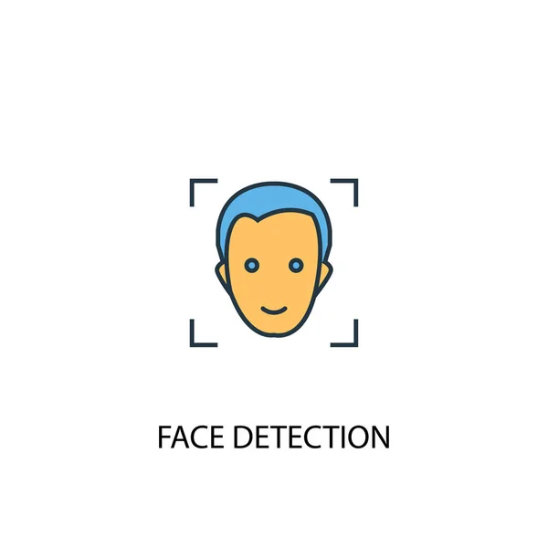 Face detection concept 2 colored line icon. Simple yellow and blue element illustration. face detection concept outline symbol — Stock Vector