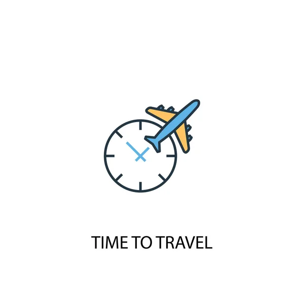 Time to travel concept 2 colored line icon. Simple yellow and blue element illustration. time to travel concept outline symbol — Stock Vector