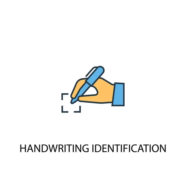 Handwriting identification concept 2 colored line icon. Simple yellow and blue element illustration. handwriting identification concept outline symbol — Stock Vector