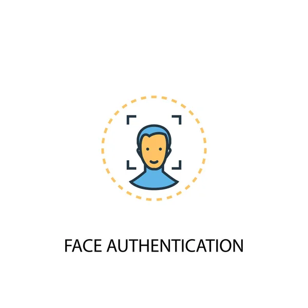 Concept d'authentification faciale 2 icône de ligne colorée. Illustration simple des éléments jaune et bleu. symbole de contour de concept d'authentification faciale — Image vectorielle