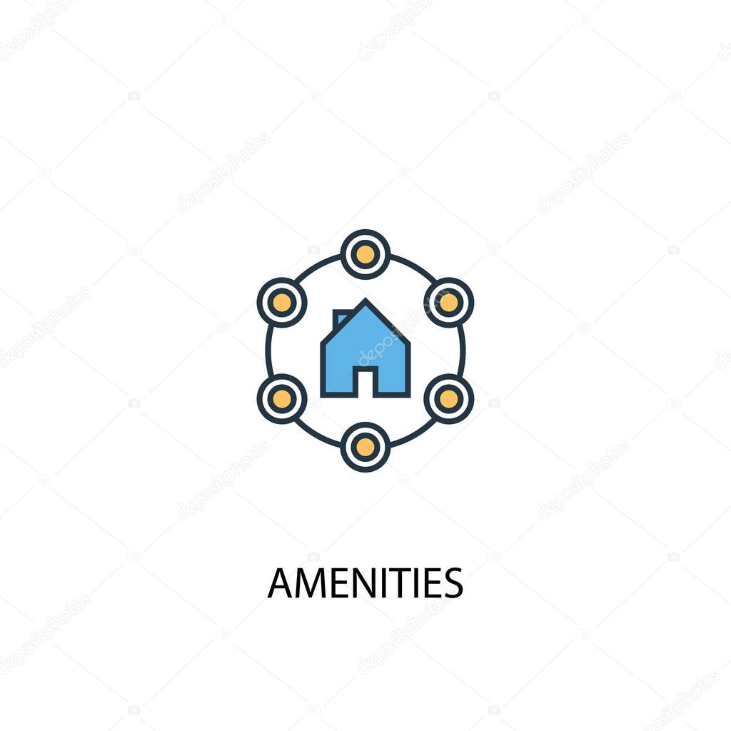 Amenities concept 2 colored line icon. Simple yellow and blue element illustration. Amenities concept outline symbol design