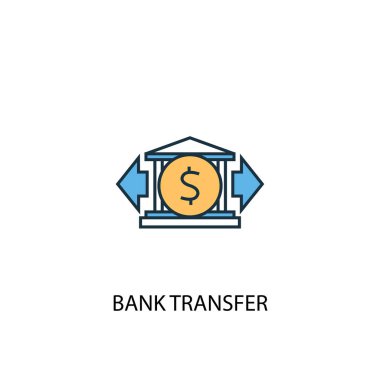 banka havalesi kavramı 2 renkli çizgi simgesi. Basit sarı ve mavi eleman illüstrasyon. banka havalesi kavramı anahat sembolü