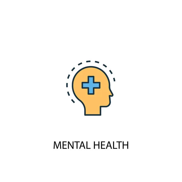 Mental health concept 2 colored line icon. Simple yellow and blue element illustration. Mental health concept outline symbol