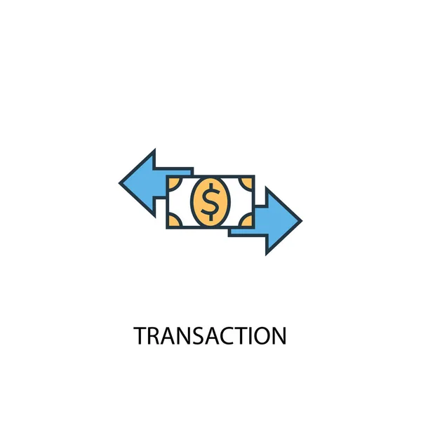Concetto di transazione 2 icona linea colorata. Illustrazione semplice elemento giallo e blu. simbolo del contorno del concetto di transazione — Vettoriale Stock