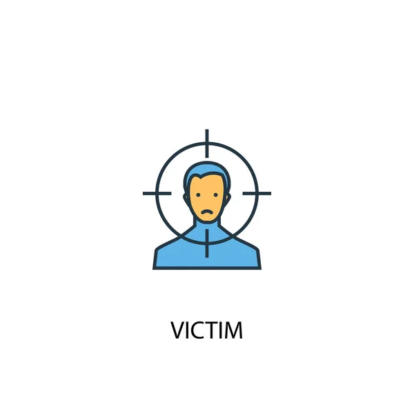 Concepto de víctima 2 icono de línea de color. Ilustración simple de elementos amarillos y azules. concepto de víctima esquema símbolo — Vector de stock