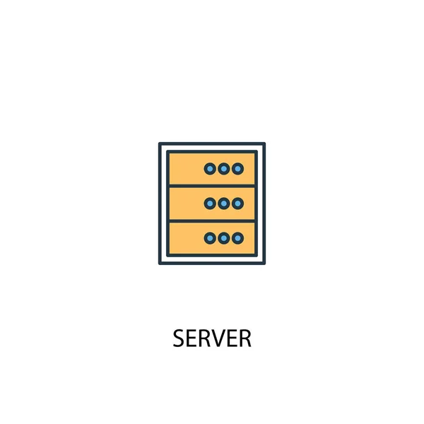 Concepto de servidor 2 icono de línea de color. Ilustración simple de elementos amarillos y azules. Concepto de servidor símbolo de esquema — Archivo Imágenes Vectoriales