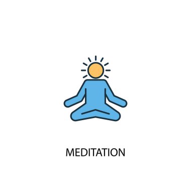 meditasyon kavramı 2 renkli çizgi simgesi. Basit sarı ve mavi eleman illüstrasyon. meditasyon kavramı anahat sembolü