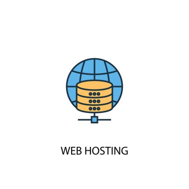 web hosting kavramı 2 renkli çizgi simgesi. Basit sarı ve mavi eleman illüstrasyon. web hosting kavramı anahat sembolü