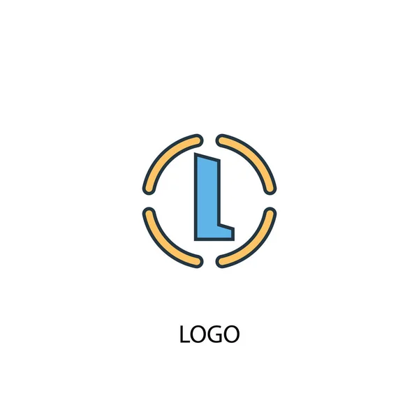 Logo concepto 2 icono de línea de color. Ilustración simple de elementos amarillos y azules. logo concepto esquema símbolo — Archivo Imágenes Vectoriales