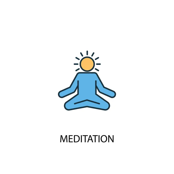 Meditation Concept 2 färgad linje ikon. Enkel gul och blå element illustration. symbol för meditations konceptet — Stock vektor