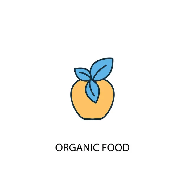 Koncept organické potraviny 2 ikona barevné čáry. Jednoduchá žlutá a modrá ukázka prvku. symbol osnovy koncepce organických potravin — Stockový vektor