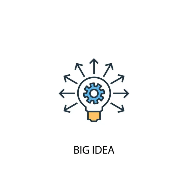 Koncepcja Big idea 2 kolorowa linia ikona. Prosty żółty i niebieski element ilustracji. koncept duży idea symbol zarys — Wektor stockowy