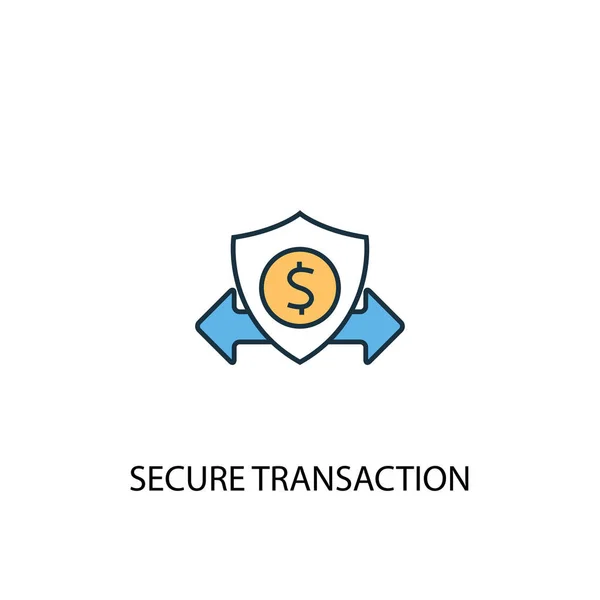 Concept de transaction sécurisé 2 icône de ligne colorée. Illustration simple des éléments jaune et bleu. symbole de contour du concept de transaction sécurisé — Image vectorielle