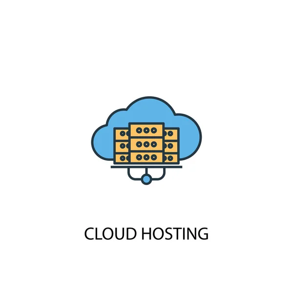 Concetto di cloud hosting 2 icona linea colorata. Illustrazione semplice elemento giallo e blu. cloud hosting concept schema simbolo — Vettoriale Stock