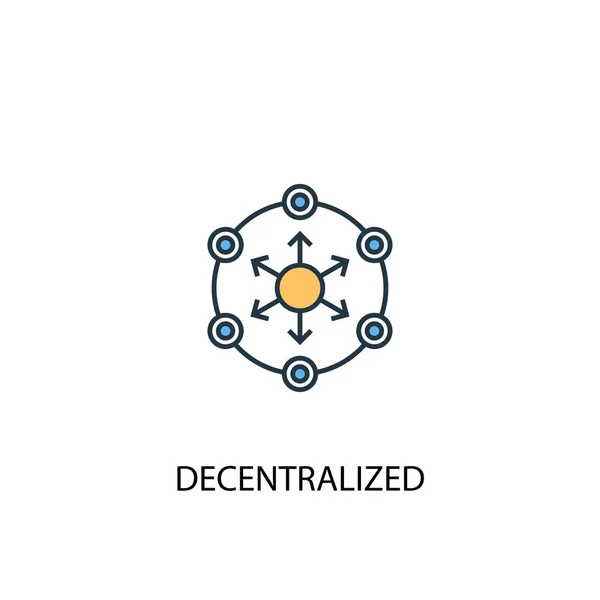 Dezentralisiertes Konzept 2 farbiges Liniensymbol. einfache Illustration gelber und blauer Elemente. Dezentraler Konzeptentwurf — Stockvektor