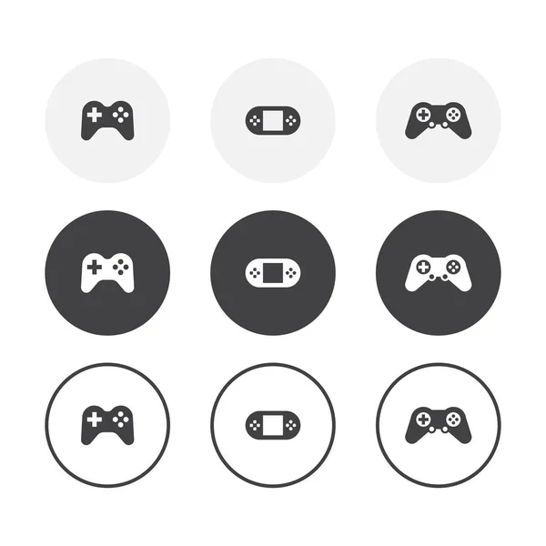 Ensemble de 3 icônes de manette de jeu de conception simple. Arrondi collection fond gamepad — Image vectorielle