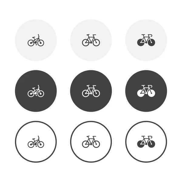 Conjunto de 3 iconos de bicicleta de diseño simple. Fondo redondeado colección de bicicletas — Archivo Imágenes Vectoriales