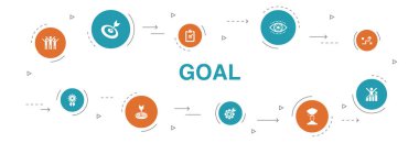 hedef Infographic 10 adım daire tasarımı. hedef, dilek, görev, hedef belirleme simgeleri