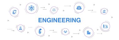 mühendislik Infographic 10 adım daire tasarımı. tasarım, profesyonel, Sistem Kontrolü, Altyapı simgeleri