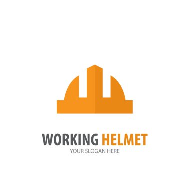 İş şirketi için kask logosu çalışıyor. Basit Çalışma kask logo tipi fikir tasarımı
