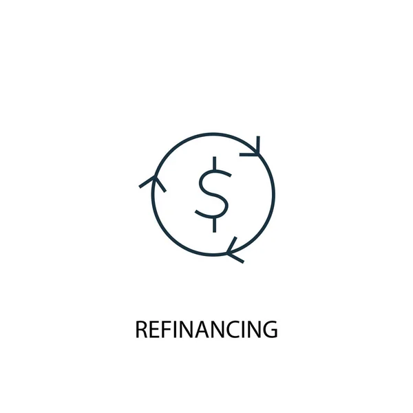 Ícone de linha de conceito de refinanciamento. Ilustração de elemento simples. Desenho do símbolo do esboço do conceito de refinanciamento. Pode ser usado para web e mobile — Vetor de Stock