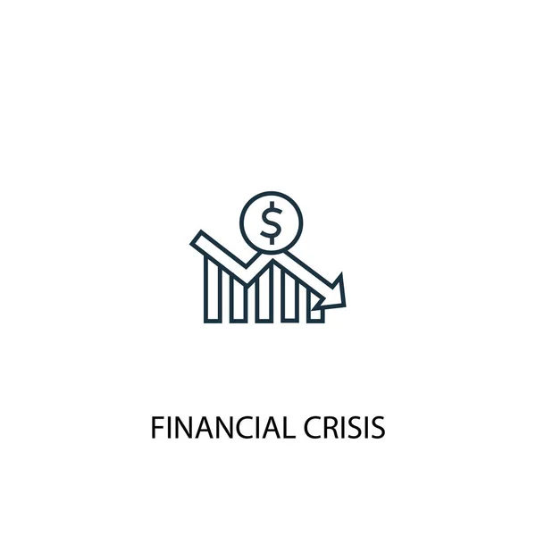 金融危機の概念ラインアイコン。単純な要素のイラスト。金融危機コンセプト概要シンボルデザイン。ウェブやモバイルに使用できます — ストックベクタ