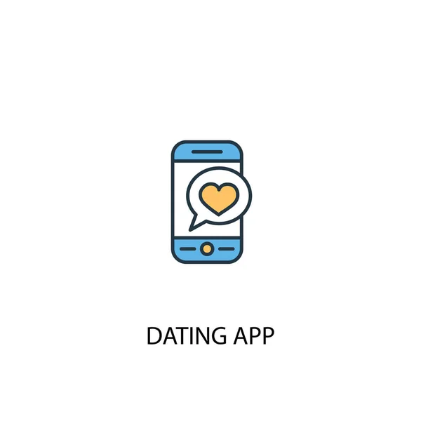 Namoro conceito aplicativo 2 ícone colorido. Ilustração simples do elemento azul. namoro design de símbolo de conceito de aplicativo. Pode ser usado para web e mobile — Vetor de Stock