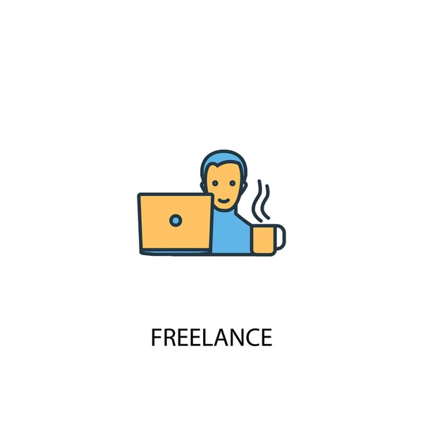 Konsep freelance 2 ikon berwarna. Ilustrasi elemen biru sederhana. Desain konsep freelance. Dapat digunakan untuk web dan mobile - Stok Vektor