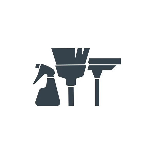 Concepto de herramientas de limpieza diseño de plantillas de logotipo. Forma del icono del logotipo del negocio. herramientas de limpieza ilustración simple — Vector de stock