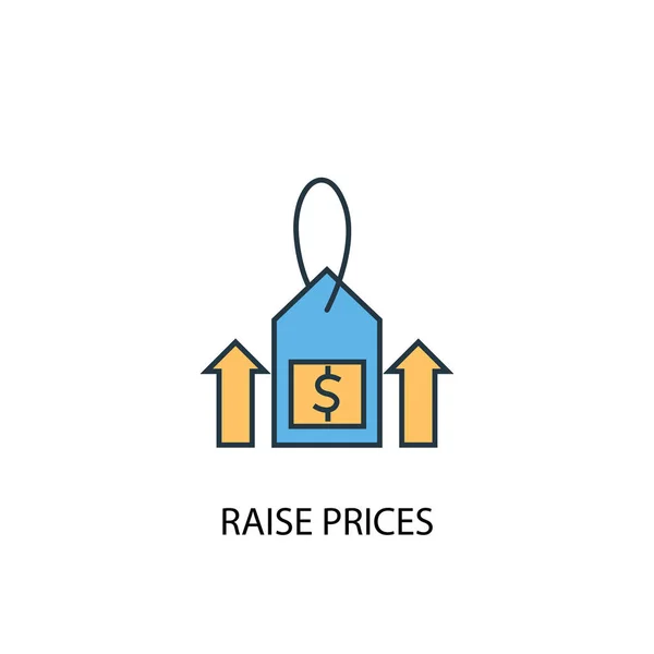 Elevar los precios concepto 2 icono de color. Ilustración simple elemento azul. Elevar los precios concepto de diseño de símbolo. Puede ser utilizado para web y móvil — Vector de stock