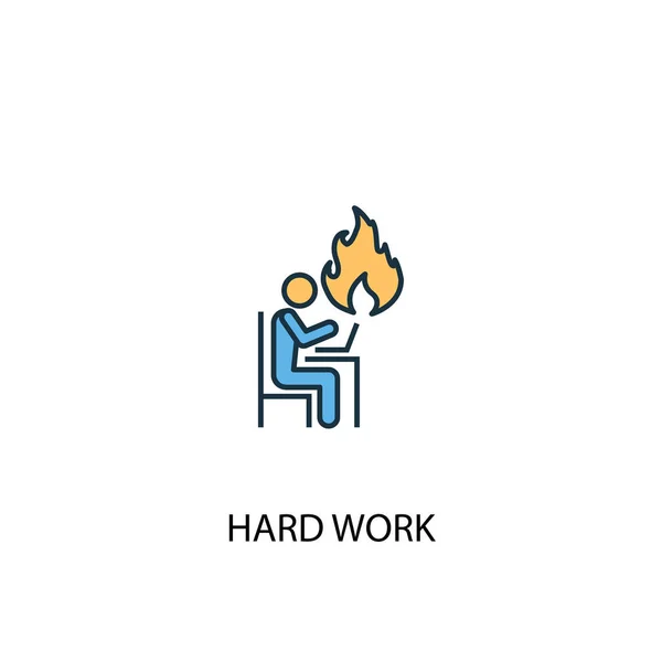 Hard work concept 2 colored icon. Простая иллюстрация синего элемента. упорная работа над дизайном символа концепции. Может использоваться для веб и мобильных устройств — стоковый вектор