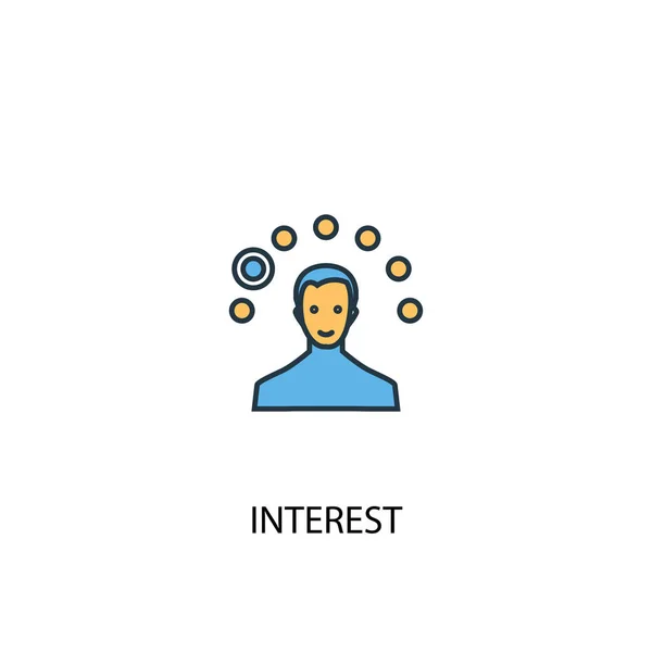 Conceito de interesse 2 ícone colorido. Ilustração simples do elemento azul. design de símbolo de conceito de interesse. Pode ser usado para web e mobile —  Vetores de Stock