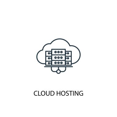 bulut barındırma konsept satırı simgesi. Basit eleman çizimi. bulut barındırma kavramı anahat sembol tasarımı. Web ve mobil cihazlar için kullanılabilir