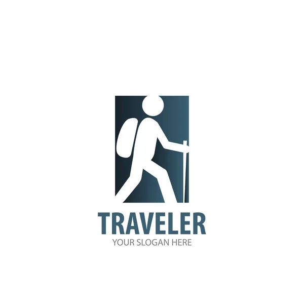 商务公司的旅客徽标。简单的旅行者标志式创意设计 — 图库矢量图片
