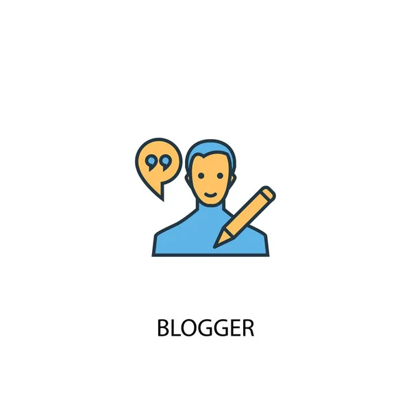 Koncepcja Bloggera 2 kolorowa ikona. Prosty niebieski element ilustracji. Projekt symbolu koncepcyjnego Bloggera. Może być używany do Internetu i urządzeń przenośnych — Wektor stockowy