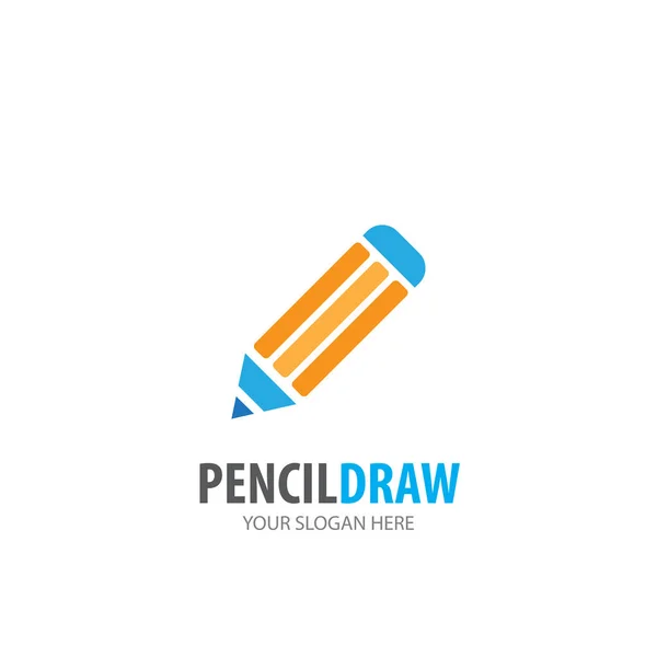 Pensil menggambar logo untuk perusahaan bisnis. Pensil sederhana menggambar desain ide logotype - Stok Vektor