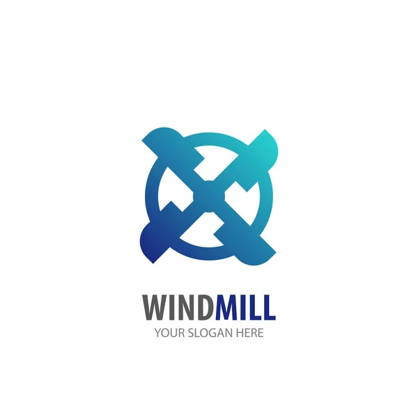 व्यापार कंपनी के लिए पवन मिल लोगो। सरल पवन मिल लोगोटाइप विचार डिजाइन — स्टॉक वेक्टर
