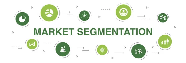 stock vector market segmentation Infographic 10 steps circle design. demography, segment, Benchmarking, Age group icons