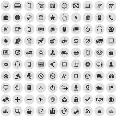 e-ticaret 100 simgeleri evrensel web ve Ui için ayarlayın.