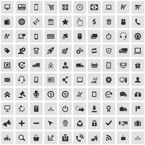 E-commerce 100 icons universele set voor web en UI. — Stockvector