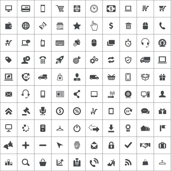 E-commerce 100 icons universele set voor web en UI. — Stockvector