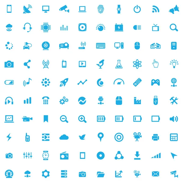 Hi-tech 100 icons universal set for web and UI — Stock Vector