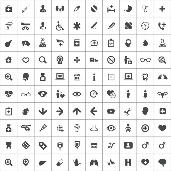 Dokter 100 icons Universal set voor web en UI — Stockvector