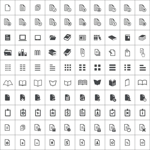 Documento 100 iconos conjunto universal para web e interfaz de usuario — Archivo Imágenes Vectoriales