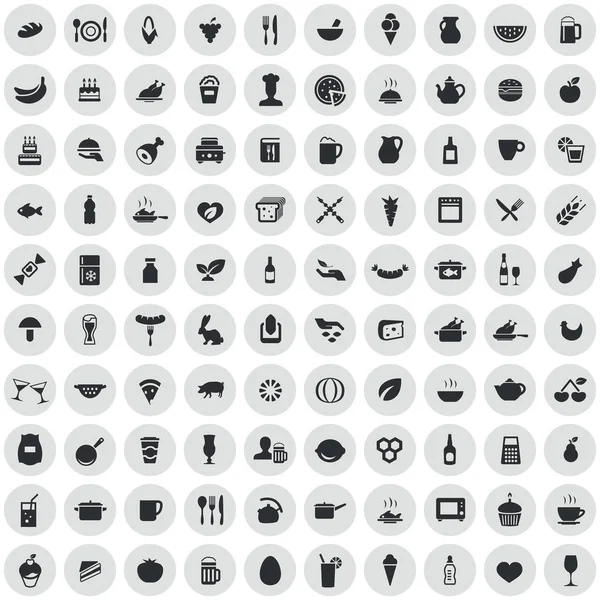 Food 100 icons universal set for web and UI — Stock Vector