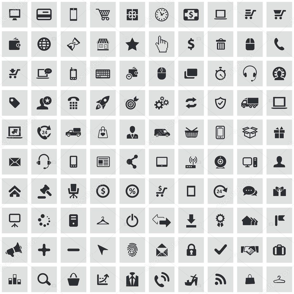 e-commerce 100 icons universal set for web and UI.