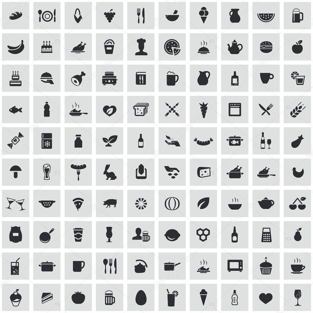 food 100 icons universal set for web and UI
